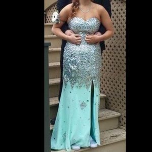 Sea foam colored prom dress